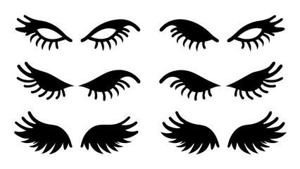 Set of eyelashes silhouette