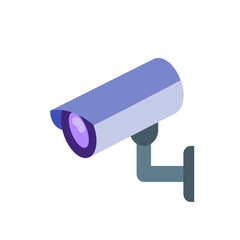 Isometric illustration of a security camera mounted on a wall, showing surveillance and monitoring technology