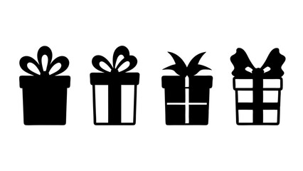 Gift box icons in Trendy Flat style. Gift boxes with ribbon icons set
