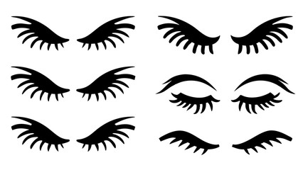 Set of eyelashes silhouette