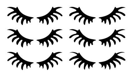Set of eyelashes silhouette