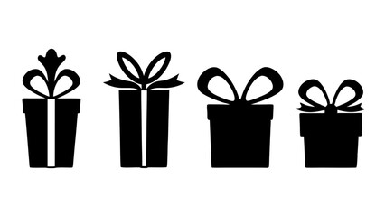 Gift box icons in Trendy Flat style. Gift boxes with ribbon icons set