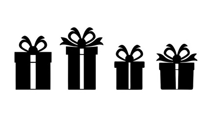 Gift box icons in Trendy Flat style. Gift boxes with ribbon icons set