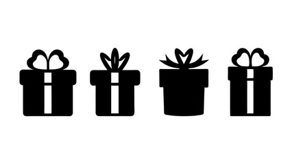 Gift box icons in Trendy Flat style. Gift boxes with ribbon icons set