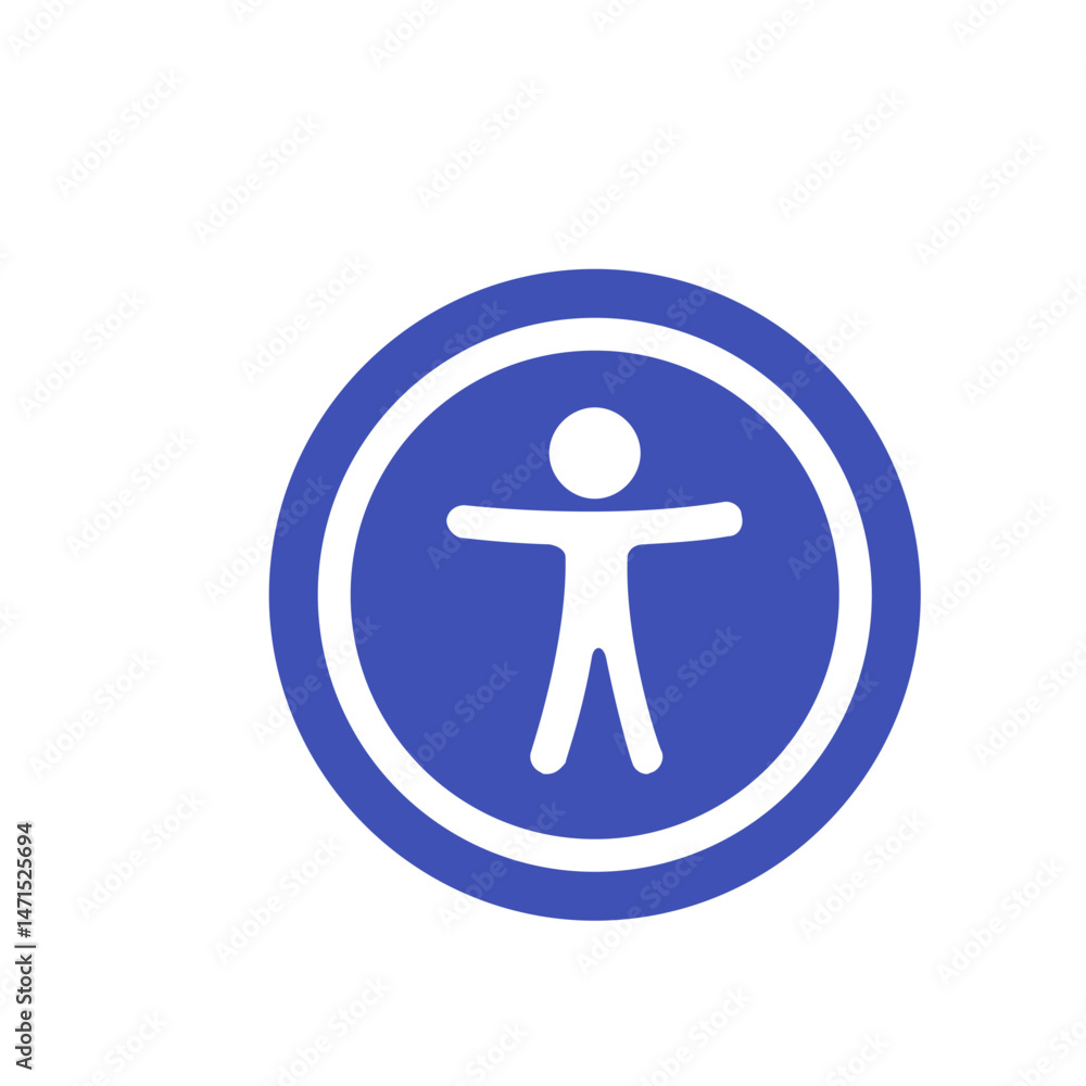 Poster illustration of a universal access symbol with a person in a circle on a white background image view