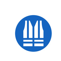 Mandatory wear safety vest sign with a blue circle background and white vest symbol in the center area