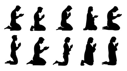 set of men and women in various prayer silhouette