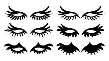 Set of eyelashes silhouette