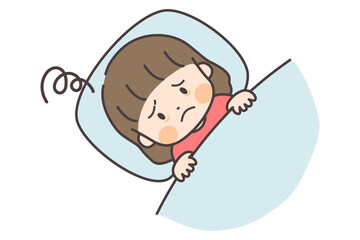 眠れなくて困る子供のイラスト