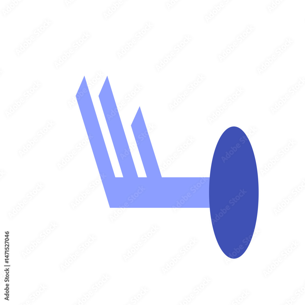 Poster weather symbol showing moderate wind with three barbs attached to a line ending in a round circle sh