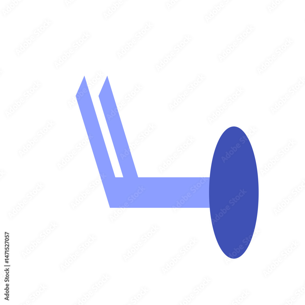 Poster light blue lines converging into a single line ending in a dark blue circle on a white background