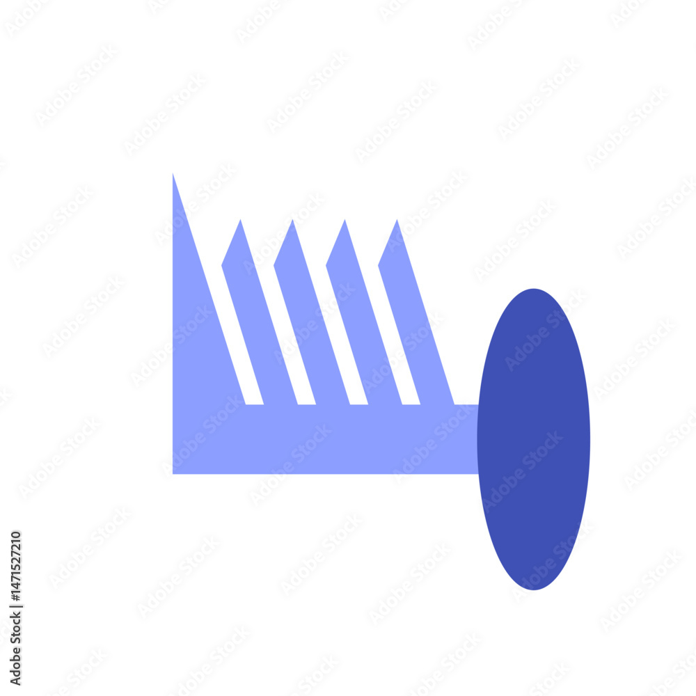 Poster light blue line with angled segments leading to a dark blue circle on a white background design elem