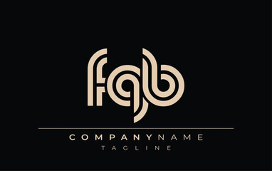 FQB Creative Unique Modern Letter Logo Design. Stylized logo featuring a unique letter design, presenting abstract minimalist aesthetics and modern appeal.