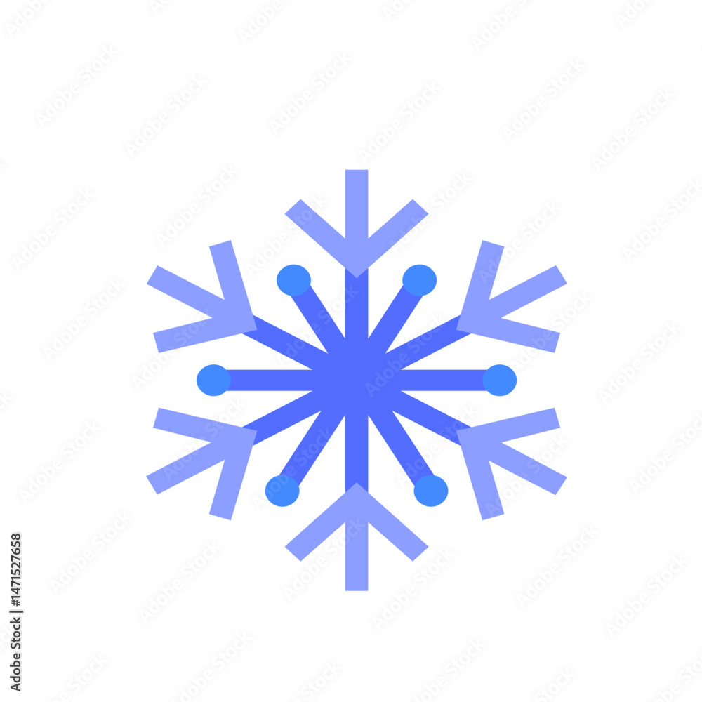 Aufkleber a simple blue snowflake design with geometric shapes and radial symmetry on a white background image