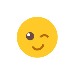 A yellow emoji face with a winking expression featuring a closed eye and a curved smiling mouth design element