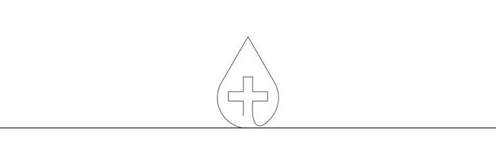 Continuous line drawing of blood drop. Blood drop line icon. One line drawing background. Vector illustration. Line art of blood drop icon . Vector Illustration . EPS 10 .