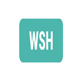 Illustration of a rounded rectangle in teal with the letters wsh in white displayed in the center of it