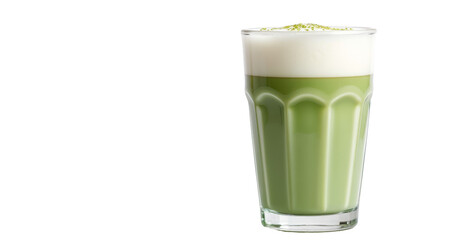 Matcha Latte on Transparent Background for Cafe Menus and Drink Design Materials