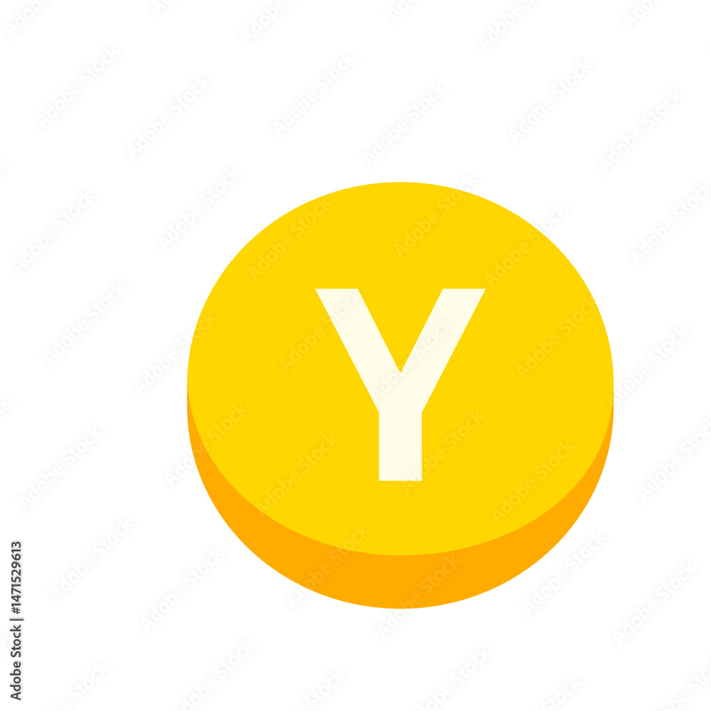 Poster yellow circle with the letter y in white centered inside the circle in a simple and modern design st