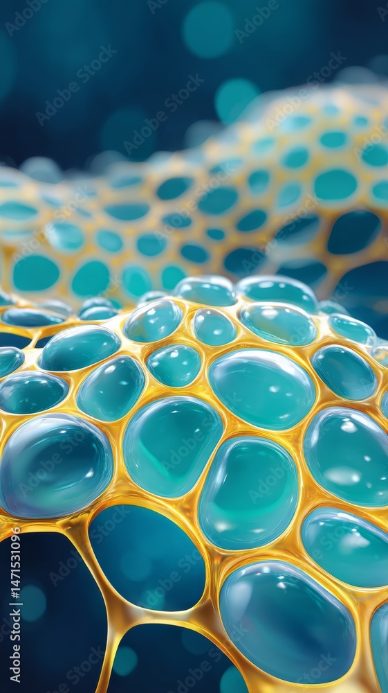 Poster futuristic abstract representation of water absorption into nanotechnology structures with blue and 