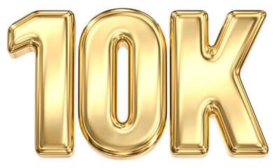 10K Number Follow 3D Gold Follow 3D Render