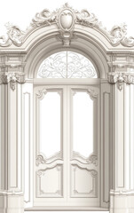 Obraz premium Ornate White Double Doors with Architectural Detailing