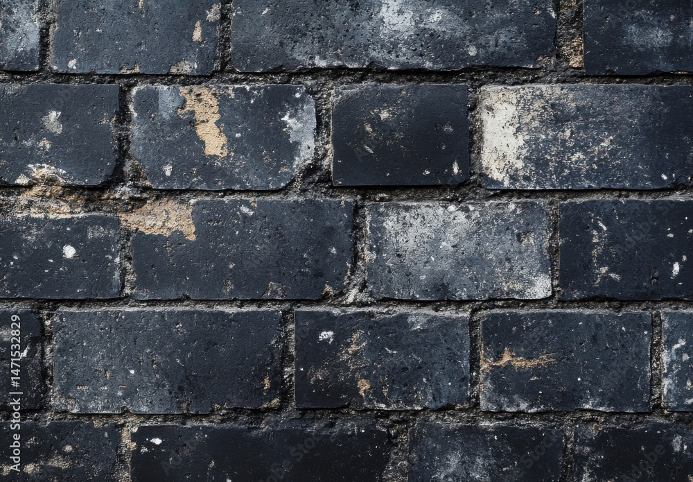 Leinwandbilder a detailed close-up reveals a dark, aged brick wall texture with subtle variations in color and visi