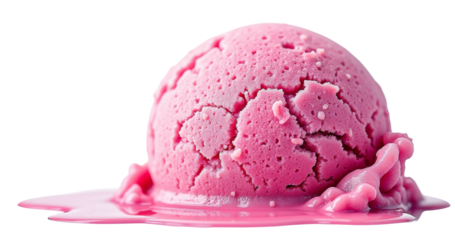 Melted Pink Ice Cream on Transparent Background for Dessert Menus and Summer Sweets