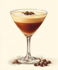 Coffee cocktail with coffee beans garnish