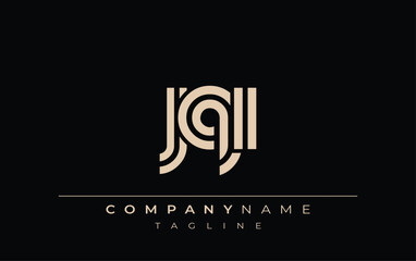 JQI Creative Unique Modern Letter Logo Design. Stylized logo featuring a unique letter design, presenting abstract minimalist aesthetics and modern appeal.