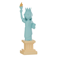 3D Rrender, Iconic Statue of Liberty for Travel and Culture. Icon illustration