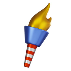 3D Rrender, Flames of Victory Torch with Burning Fire  for American Independence day Themes. Icon illustration
