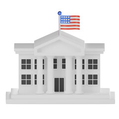 3D Rrender, White House for Governmental Visual Themes. Icon illustration