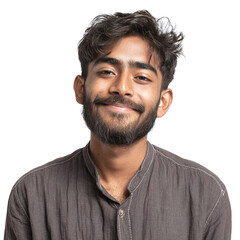 Obraz premium A copy Of Young Indian man with short hair and gentle smile, transparent background --v 7.0