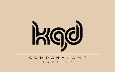 KQD Creative Unique Modern Letter Logo Design. Stylized logo featuring a unique letter design, presenting abstract minimalist aesthetics and modern appeal.