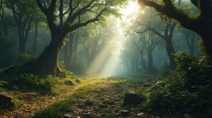 Fototapeta premium Sunny midday aerial view of Inagua Forest, showcasing dense greenery and mountainous terrain.