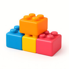 3D Four bright and playful toy blocks perfect for educational materials, childrens books, or playful social media posts. Educational and childfriendly concepts.