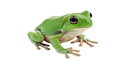 Obraz premium Green Tree Frog on Rainforest Leaf