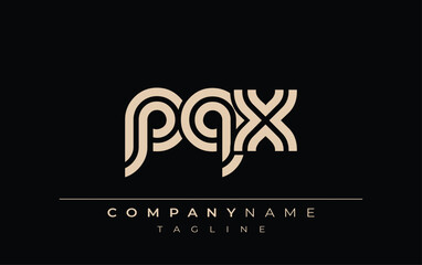 PQX Creative Unique Modern Letter Logo Design. Stylized logo featuring a unique letter design, presenting abstract minimalist aesthetics and modern appeal.