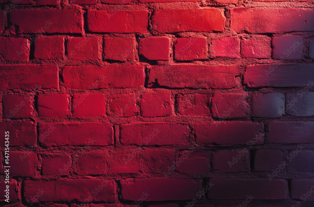 Poster a dramatic close-up shot reveals a textured crimson brick wall, illuminated by a vibrant, warm light