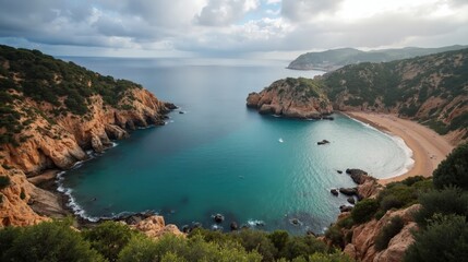 Cloudy midday over Cap de Sant Antoni (Spain), captured from above with rugged coastline and muted light.