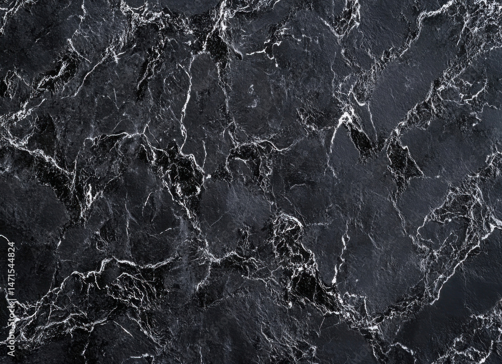 Poster dark, textured stone surface with white veining, ideal for backgrounds or design elements. high-reso
