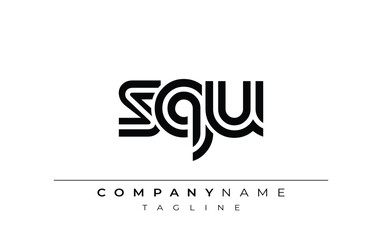 SQU Creative Unique Modern Letter Logo Design. Stylized logo featuring a unique letter design, presenting abstract minimalist aesthetics and modern appeal.