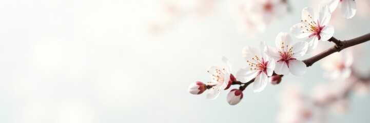 Delicate white cherry blossoms, pristine white backdrop, soft light , shadow, close-up