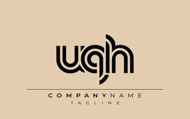 UQH Creative Unique Modern Letter Logo Design. Stylized logo featuring a unique letter design, presenting abstract minimalist aesthetics and modern appeal.