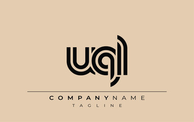 UQL Creative Unique Modern Letter Logo Design. Stylized logo featuring a unique letter design, presenting abstract minimalist aesthetics and modern appeal.