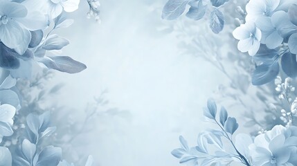 Blue Floral Frame with Soft Background.