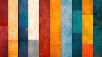 Background showcases a vibrant abstract composition filled with color blocks and textured patterns, perfect for wallpaper or poster use in modern decor