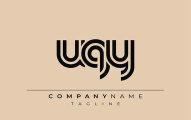 UQY Creative Unique Modern Letter Logo Design. Stylized logo featuring a unique letter design, presenting abstract minimalist aesthetics and modern appeal.