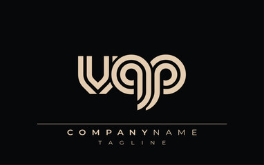VQP Creative Unique Modern Letter Logo Design. Stylized logo featuring a unique letter design, presenting abstract minimalist aesthetics and modern appeal.